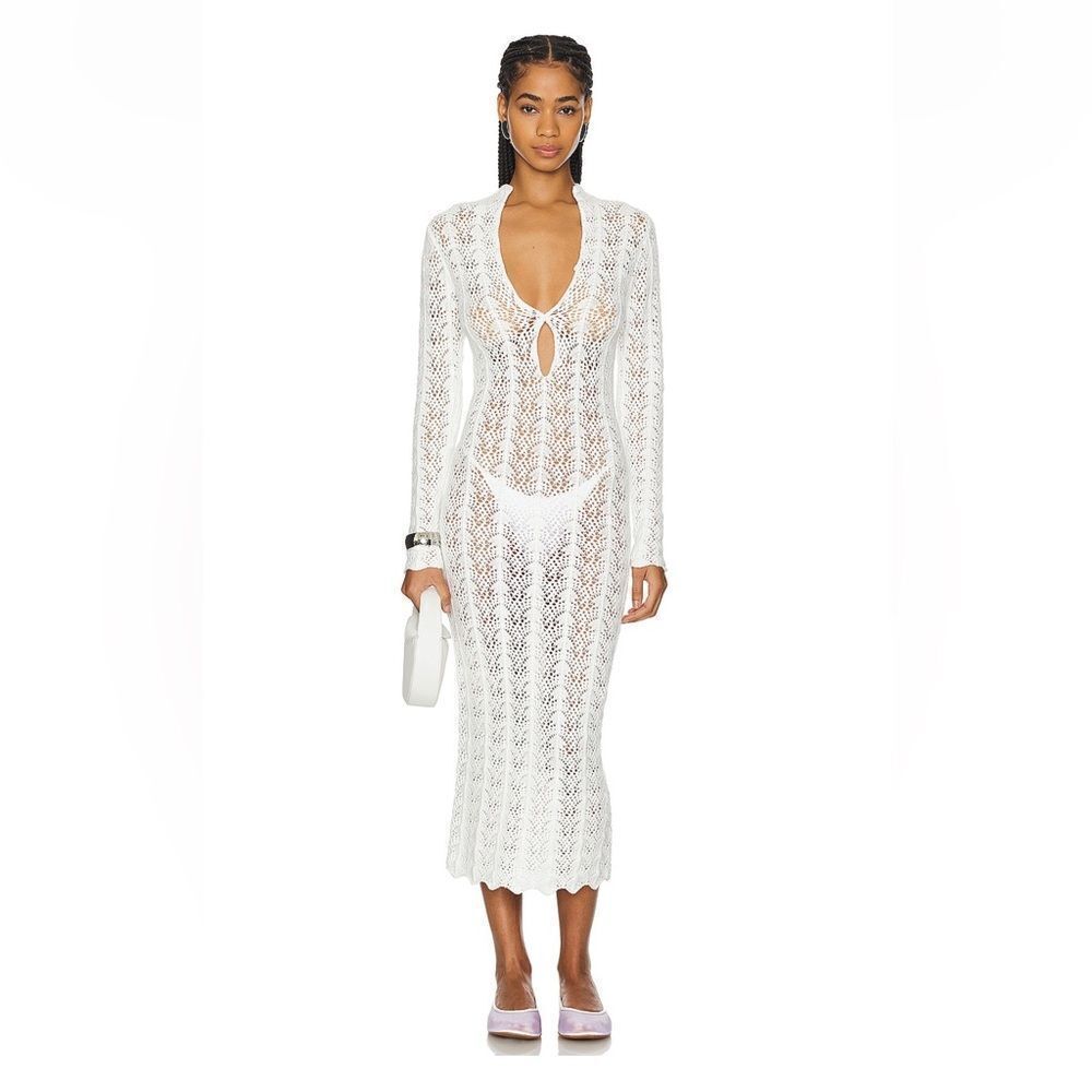 Lioness White Crochet Swim Cover-Up